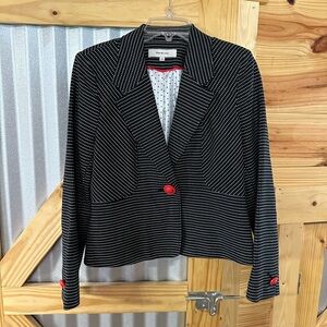 Kate & Rosy Black and White Women’s Blazer. Red Button accents. Size Medium